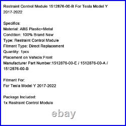 Restraint Control Module 1512876-00-B For Tesla Model Y 2017-2022